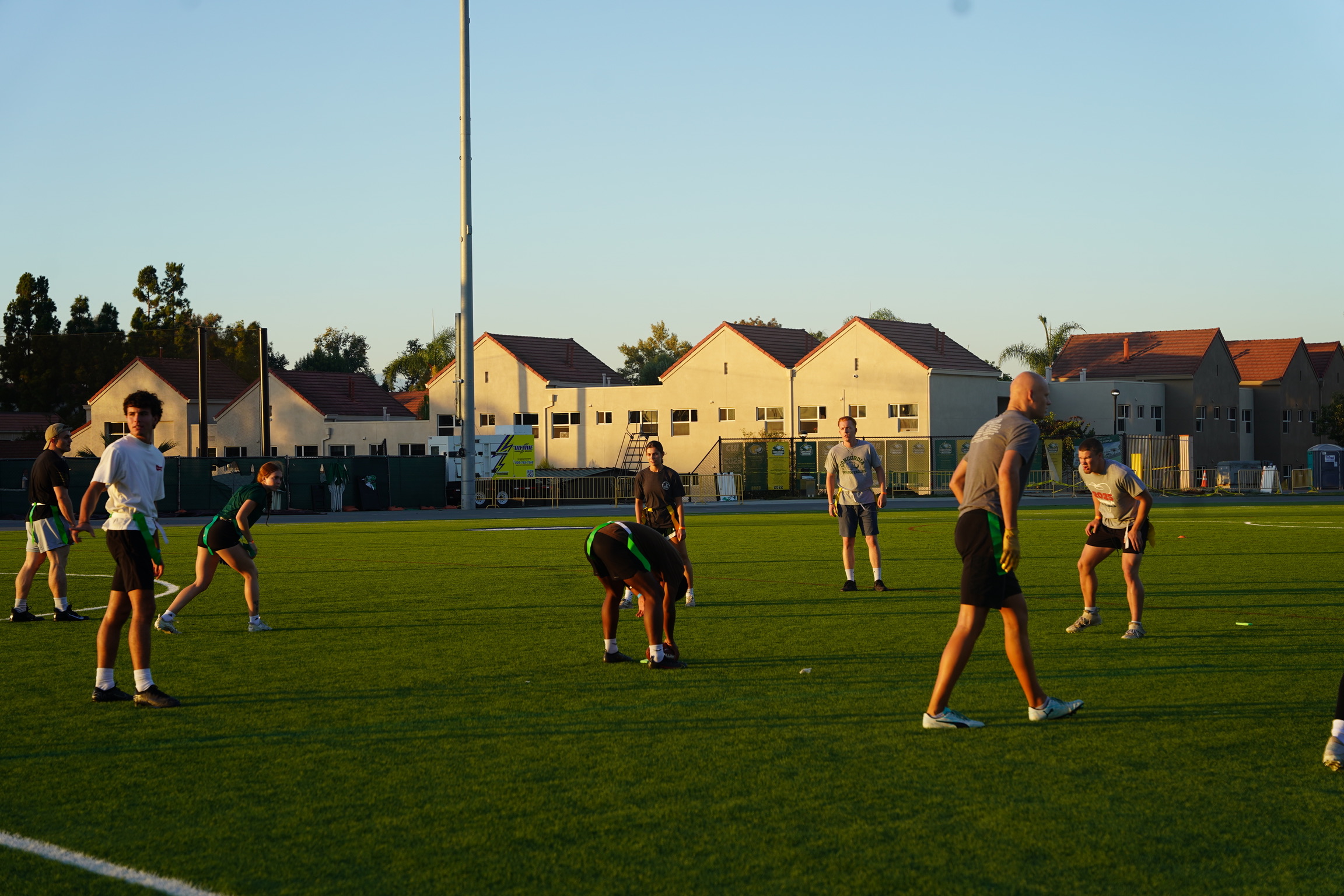 Intramural football players begin to play